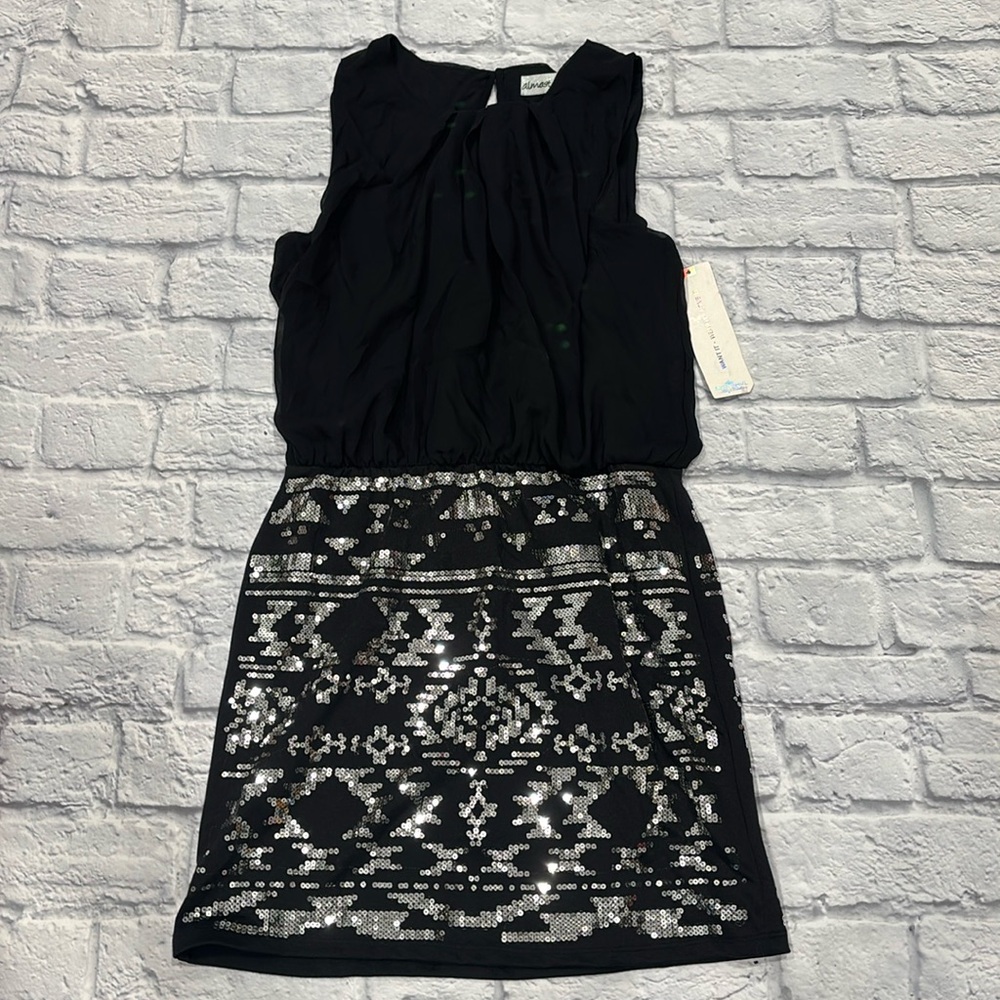 Black Sequins Aztec Pattern Dress